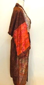 Luxury Silk Kimono Duster: Gorgeous Colors in Bronze/Brown/Orange