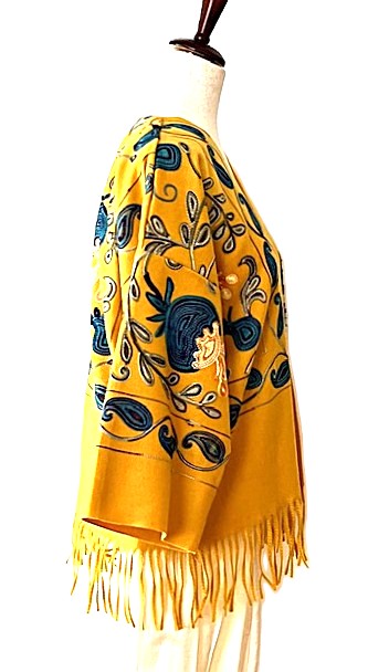 Jacket, Luxury At It's Finest. Cashmere Suzani Embroidered Jacket With Fringe. Artisan (Maize)