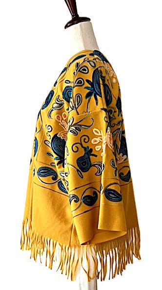 Jacket, Luxury At It's Finest. Cashmere Suzani Embroidered Jacket With Fringe. Artisan (Maize)