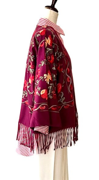 Jacket, Luxury At It's Finest. Cashmere Suzani Embroidered Jacket With Fringe. Artisan Piece.