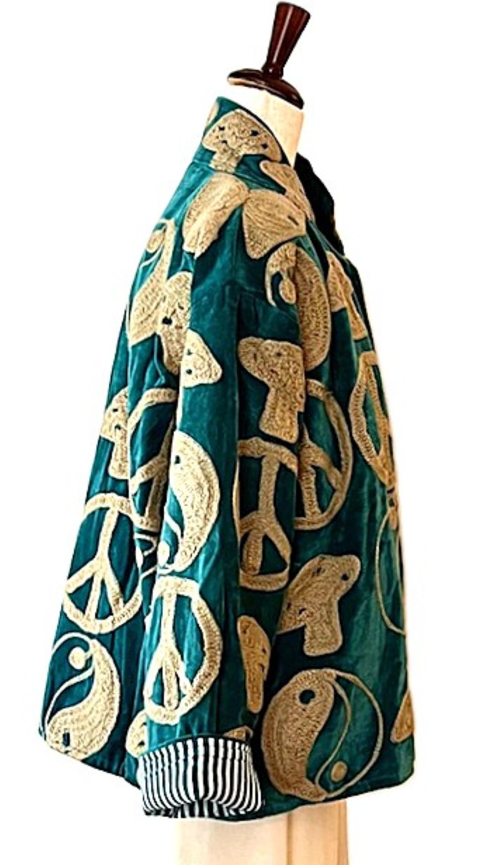 Jacket, Peace, Love, And Nature Handmade Suzani Velvet Jacket Fully Reversible: 60's Revival
