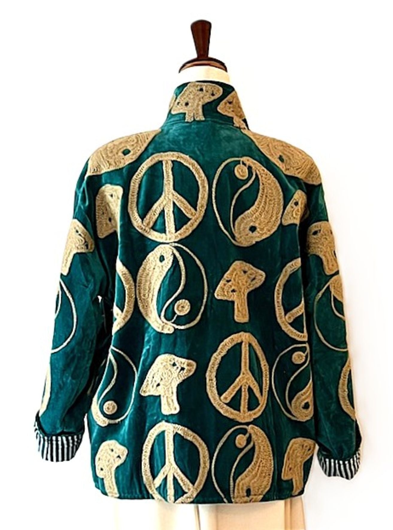 Jacket, Peace, Love, And Nature Handmade Suzani Velvet Jacket Fully Reversible: 60's Revival