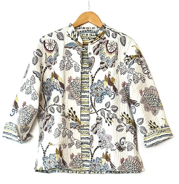 Fully Reversible Luxe Cotton Quilted Jacket. Best Seller (Botanical Print)
