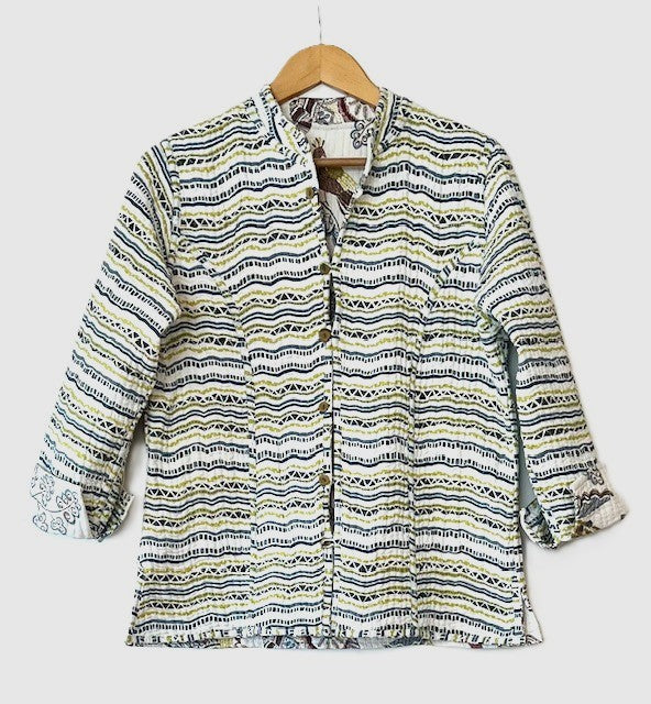 Fully Reversible Luxe Cotton Quilted Jacket. Best Seller (Botanical Print)