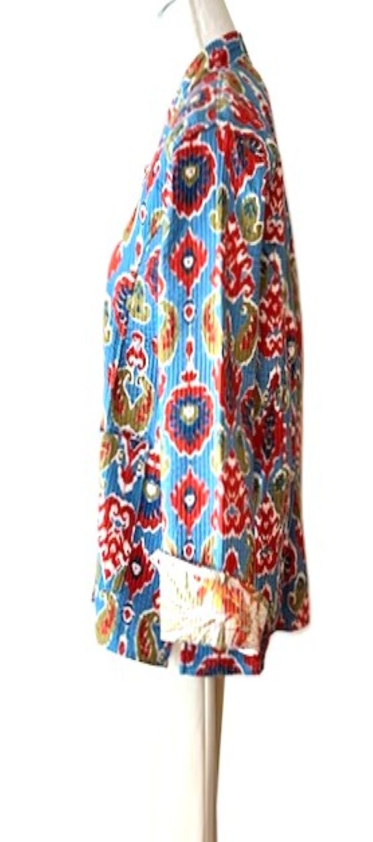 Best Seller: Fully Reversible Luxe Cotton Quilted Jacket. (Ikat Print)