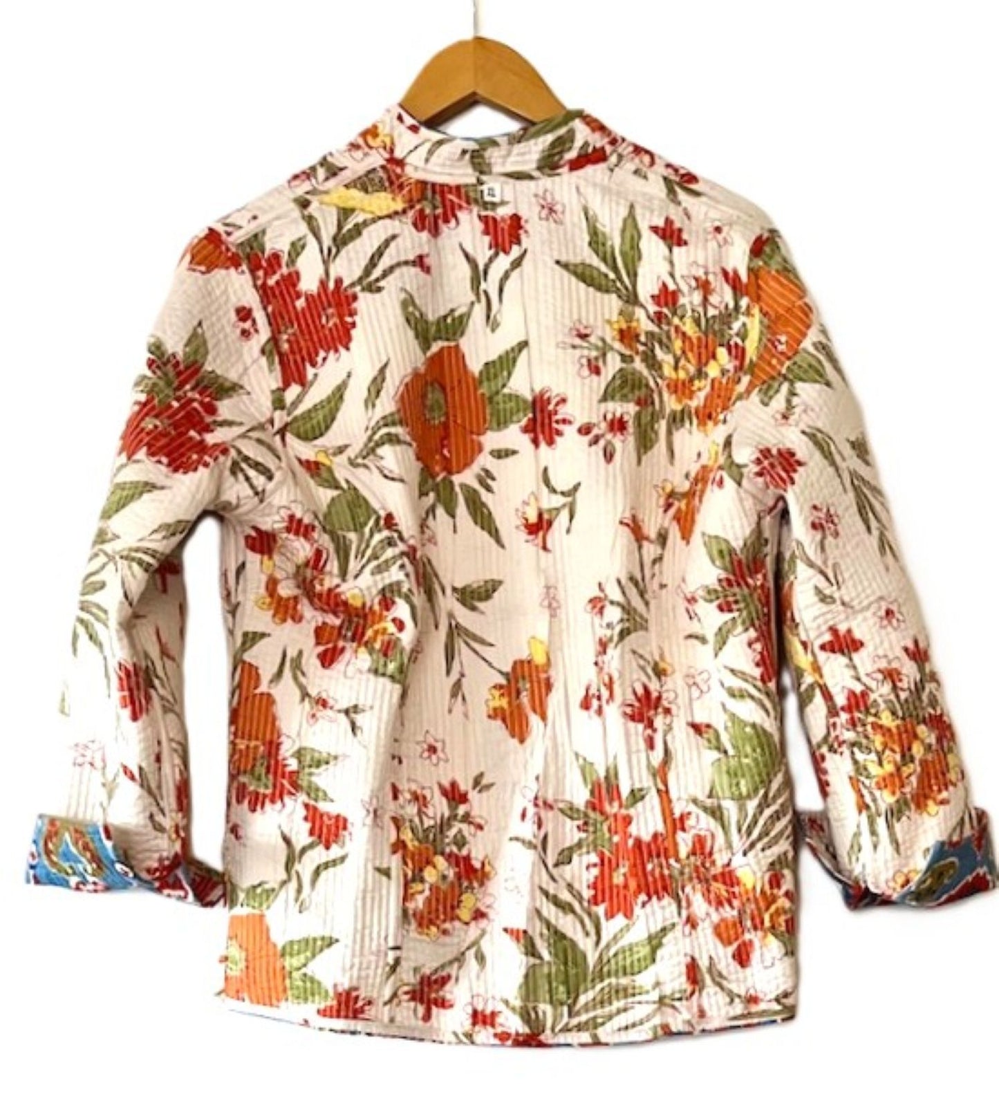 Best Seller: Fully Reversible Luxe Cotton Quilted Jacket. (Ikat Print)