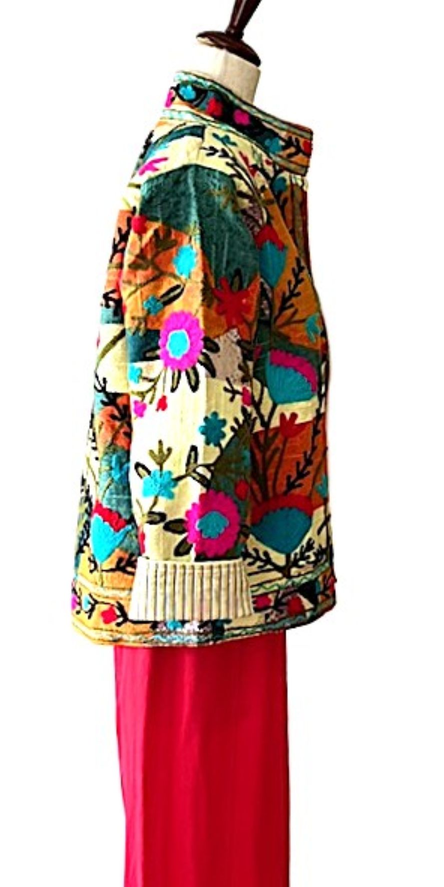 Jacket, Wearable Art Suzani Work Jacket, A Blend Of Traditional Art And Contemporary Fashion.