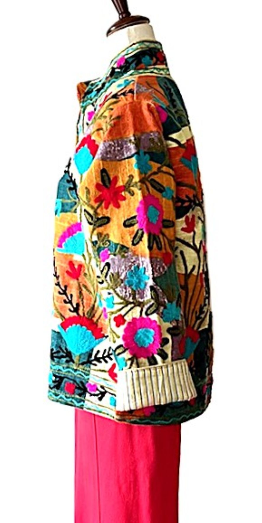 Jacket, Wearable Art Suzani Work Jacket, A Blend Of Traditional Art And Contemporary Fashion.