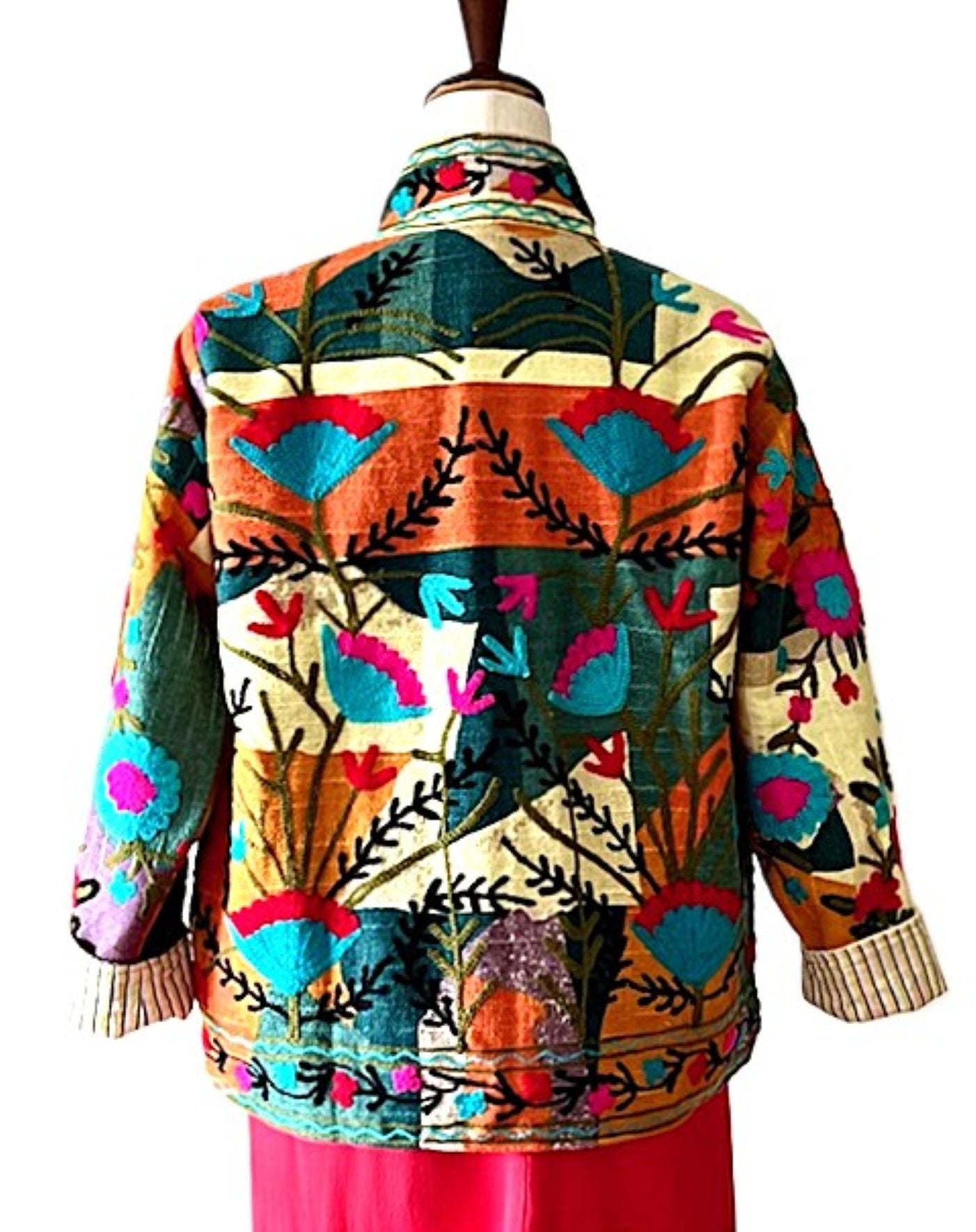Jacket, Wearable Art Suzani Work Jacket, A Blend Of Traditional Art And Contemporary Fashion.