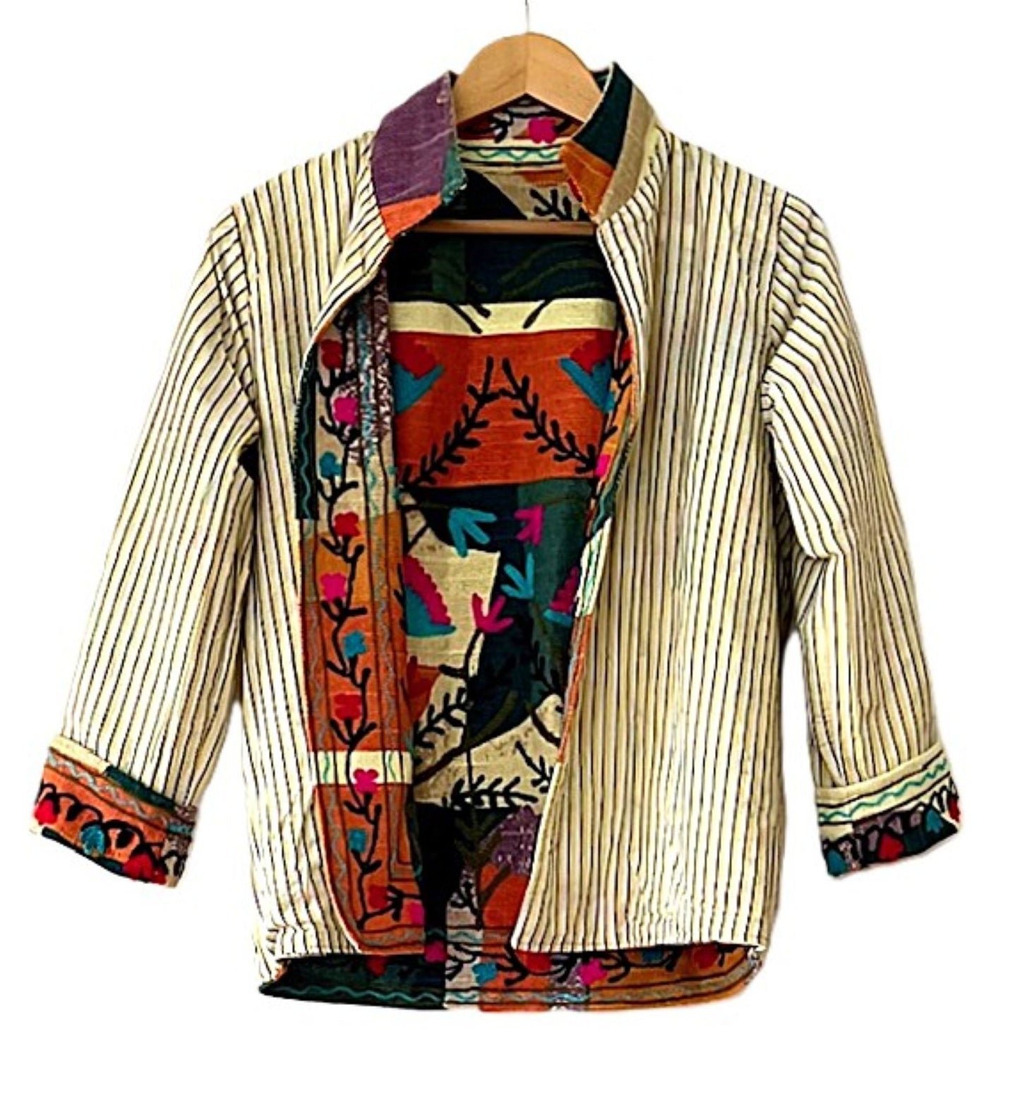 Jacket, Wearable Art Suzani Work Jacket, A Blend Of Traditional Art And Contemporary Fashion.