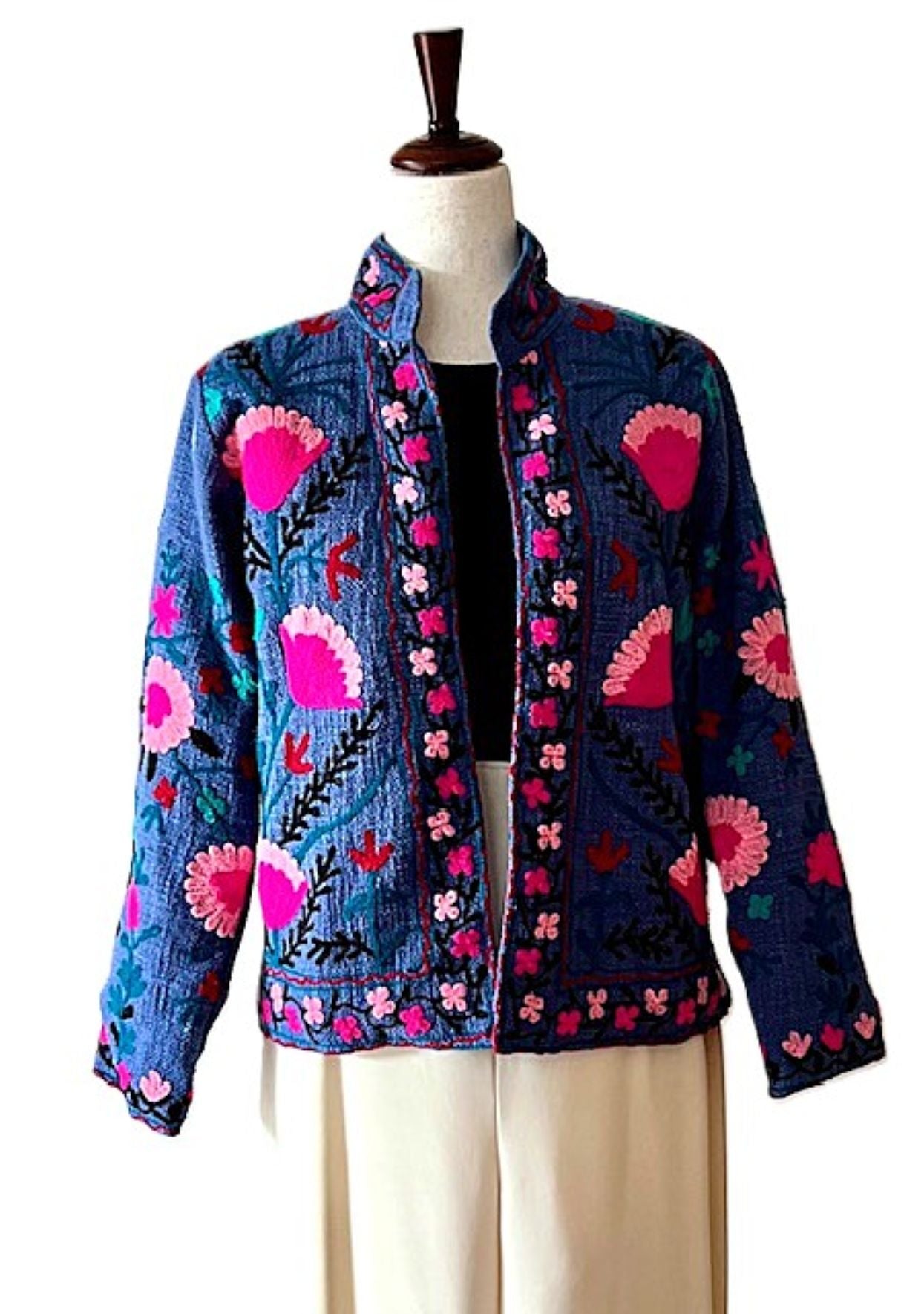 Jacket, Wearable Art In This Hand Embroidered Short Top. (Purple)