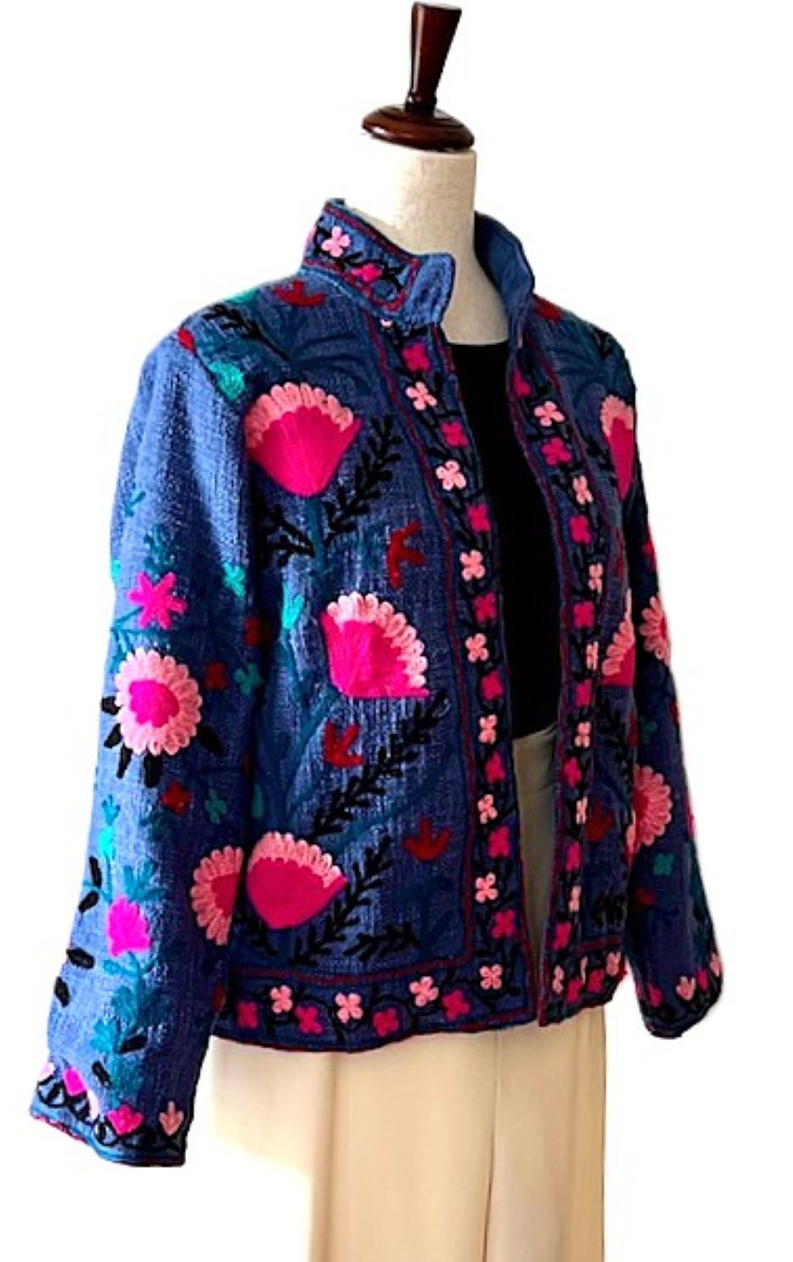 Jacket, Wearable Art In This Hand Embroidered Short Top. (Purple)