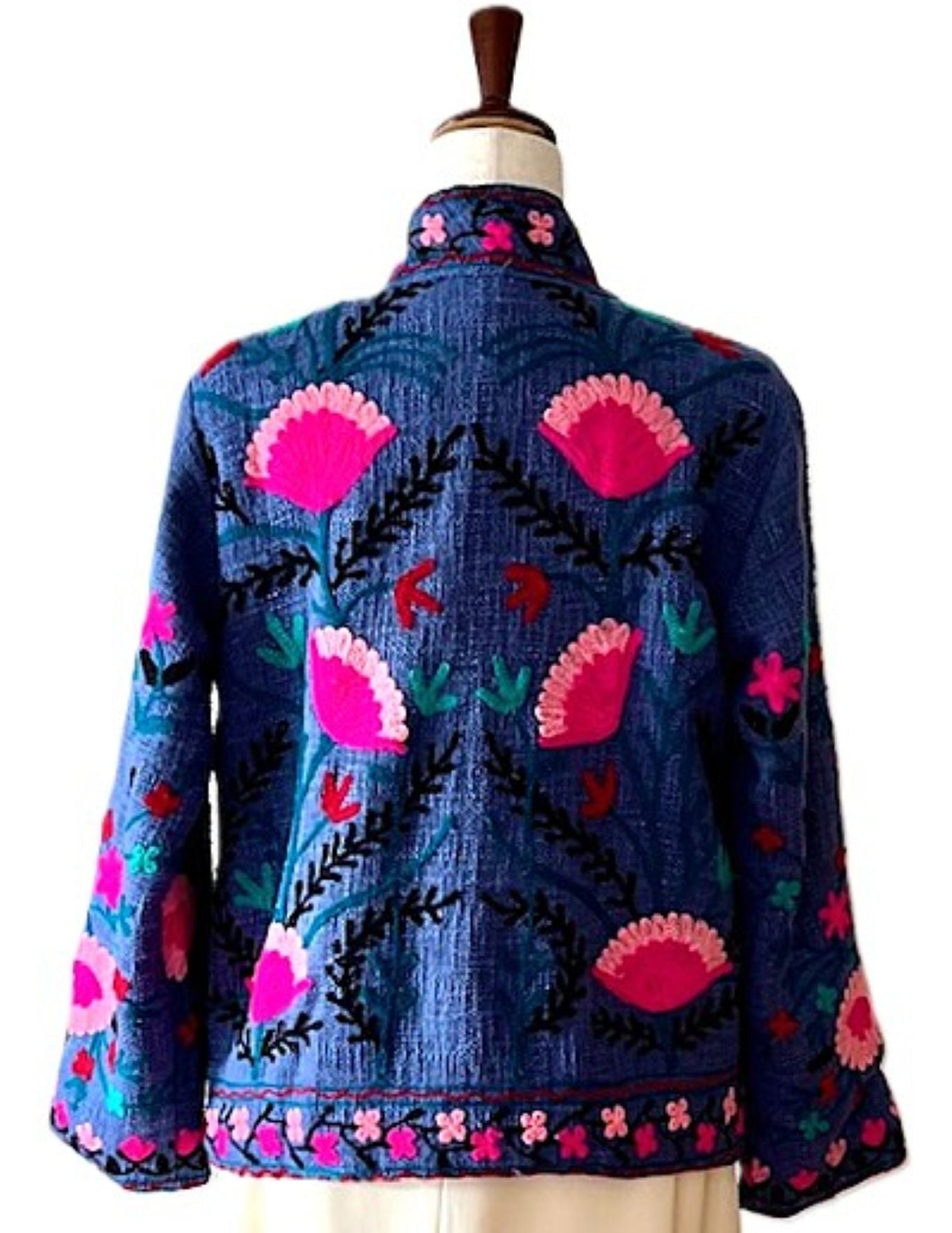 Jacket, Wearable Art In This Hand Embroidered Short Top. (Purple)