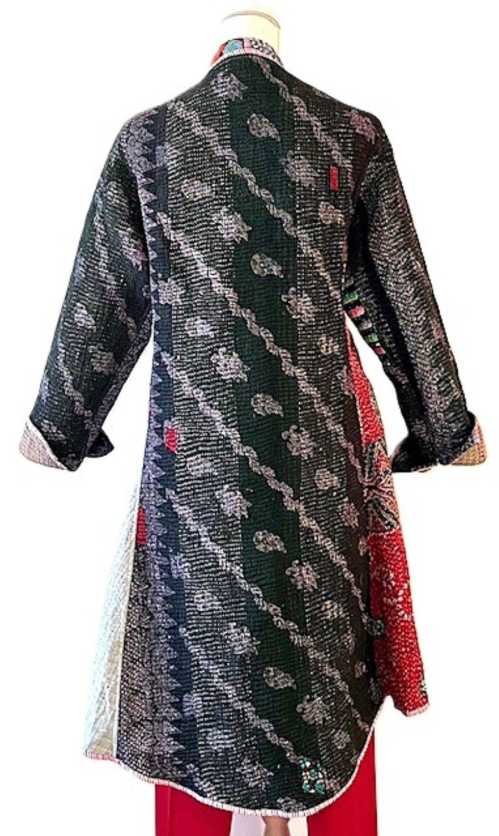 Tulip Cut Designer Waist Coat Is Fully Reversible. Kantha Stitching.