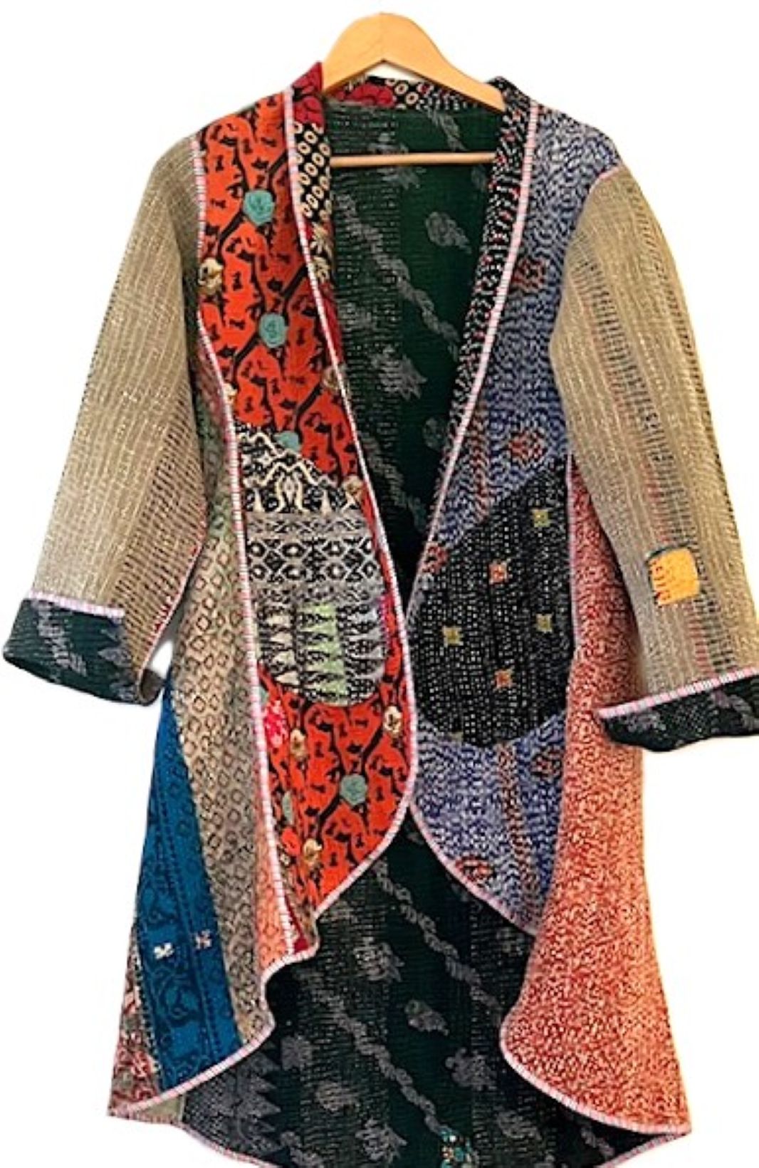 Tulip Cut Designer Waist Coat Is Fully Reversible. Kantha Stitching.