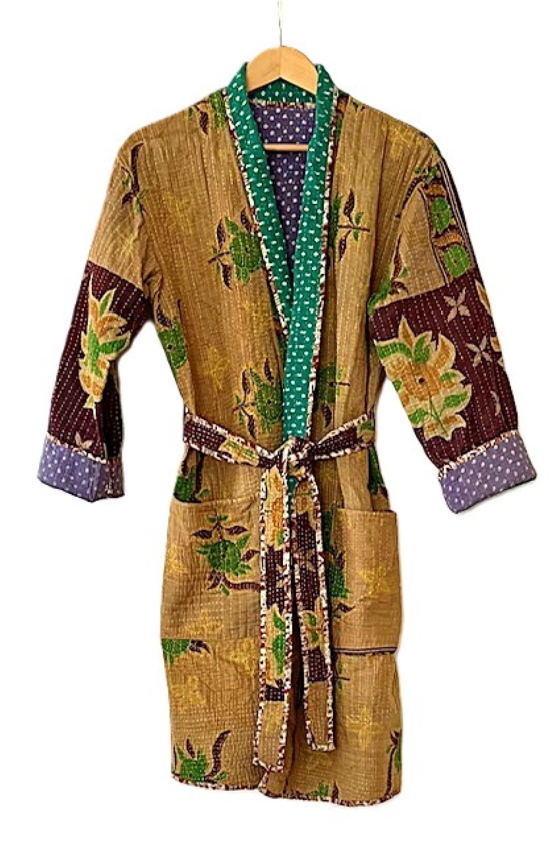 Hand Embroidered Fully Reversible Kantha Stitched Jacket. Unique.