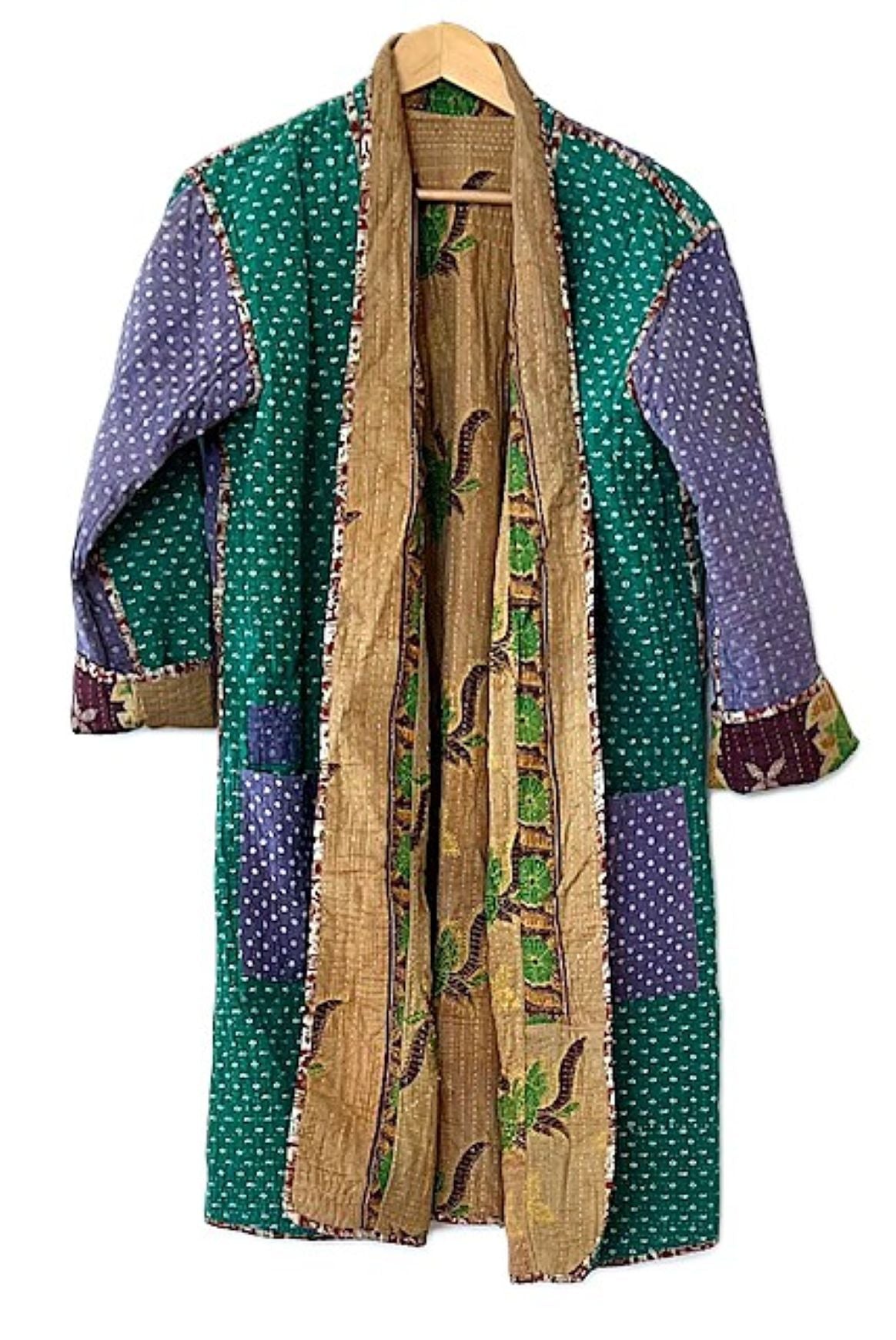 Hand Embroidered Fully Reversible Kantha Stitched Jacket. Unique.