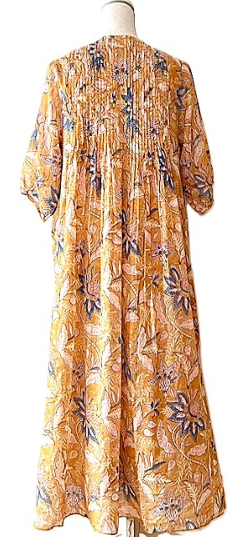 Dresses: Midi Floral Block Print Is Appealing and Comfortable. (Bronze)