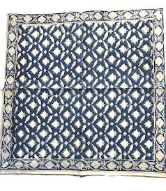 Navy Lotus Blocked Printed Napkins