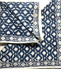 Navy Lotus Blocked Printed Napkins