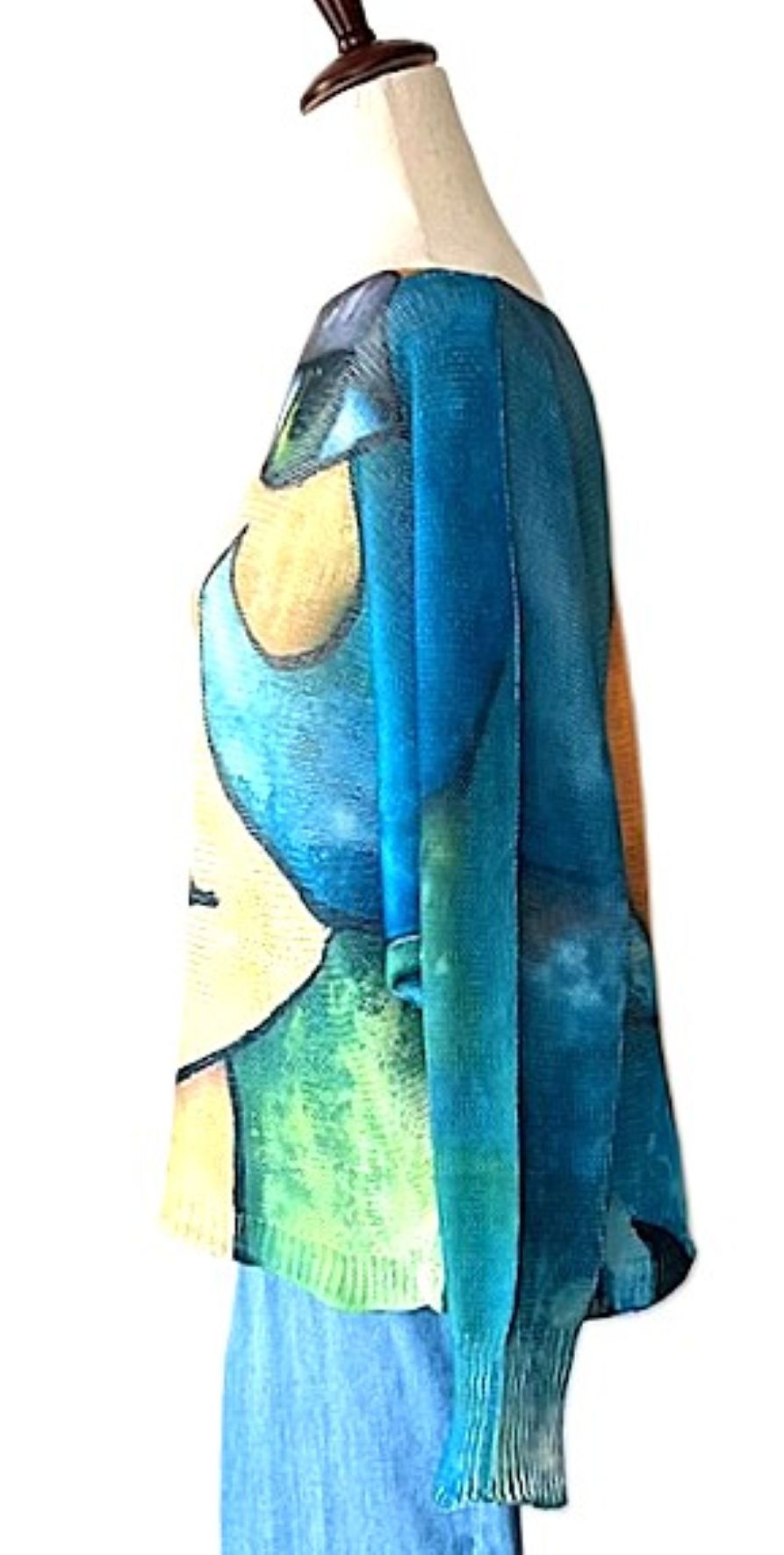 Italian Knit Sweater, Picasso. Best Seller, Great Color. (Turquoise)