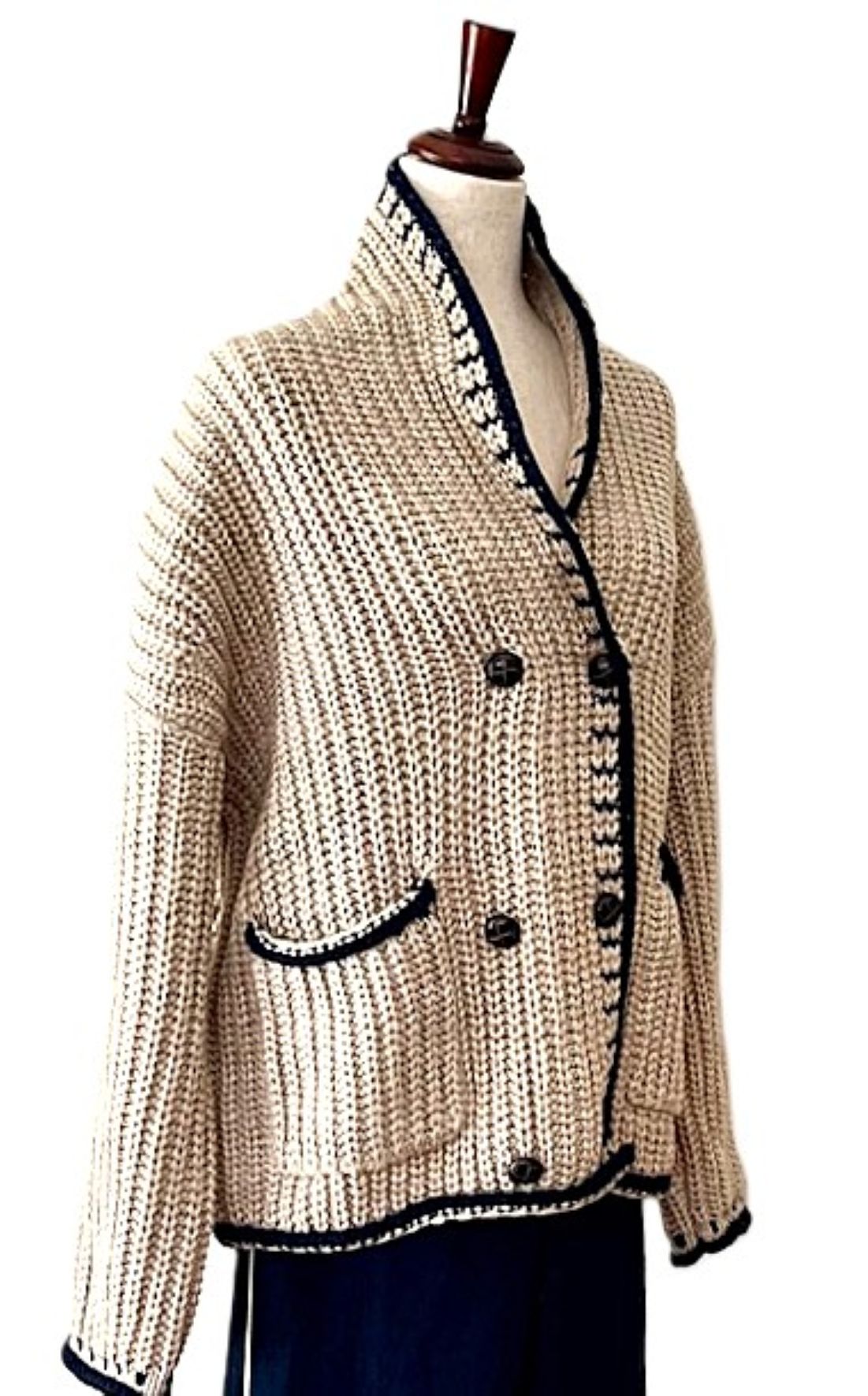 Jacket, Preppy Goes Boho In This Chunky Knit Cardigan Sweater. (Oatmeal)