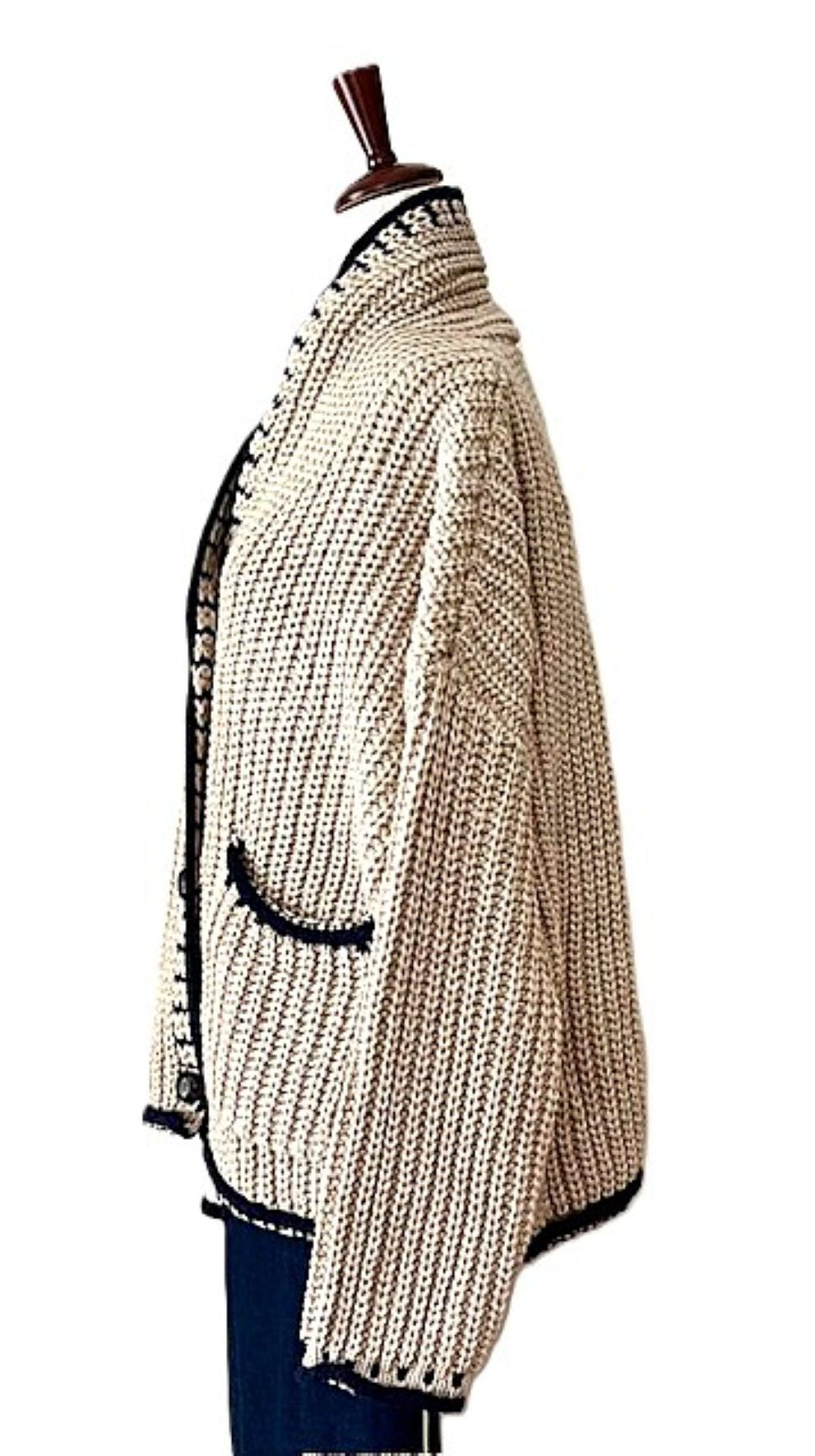 Jacket, Preppy Goes Boho In This Chunky Knit Cardigan Sweater. (Oatmeal)