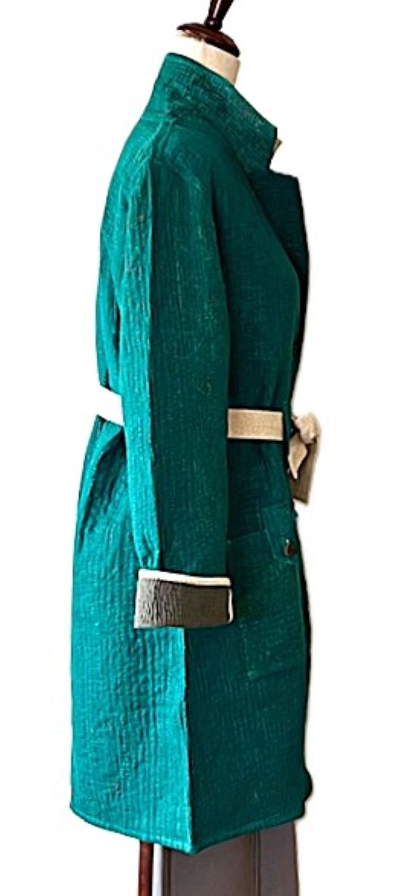 Specialty Collection: Unique Bohemian Outerwear Patchwork Coat Fully Reversible. (Teal)