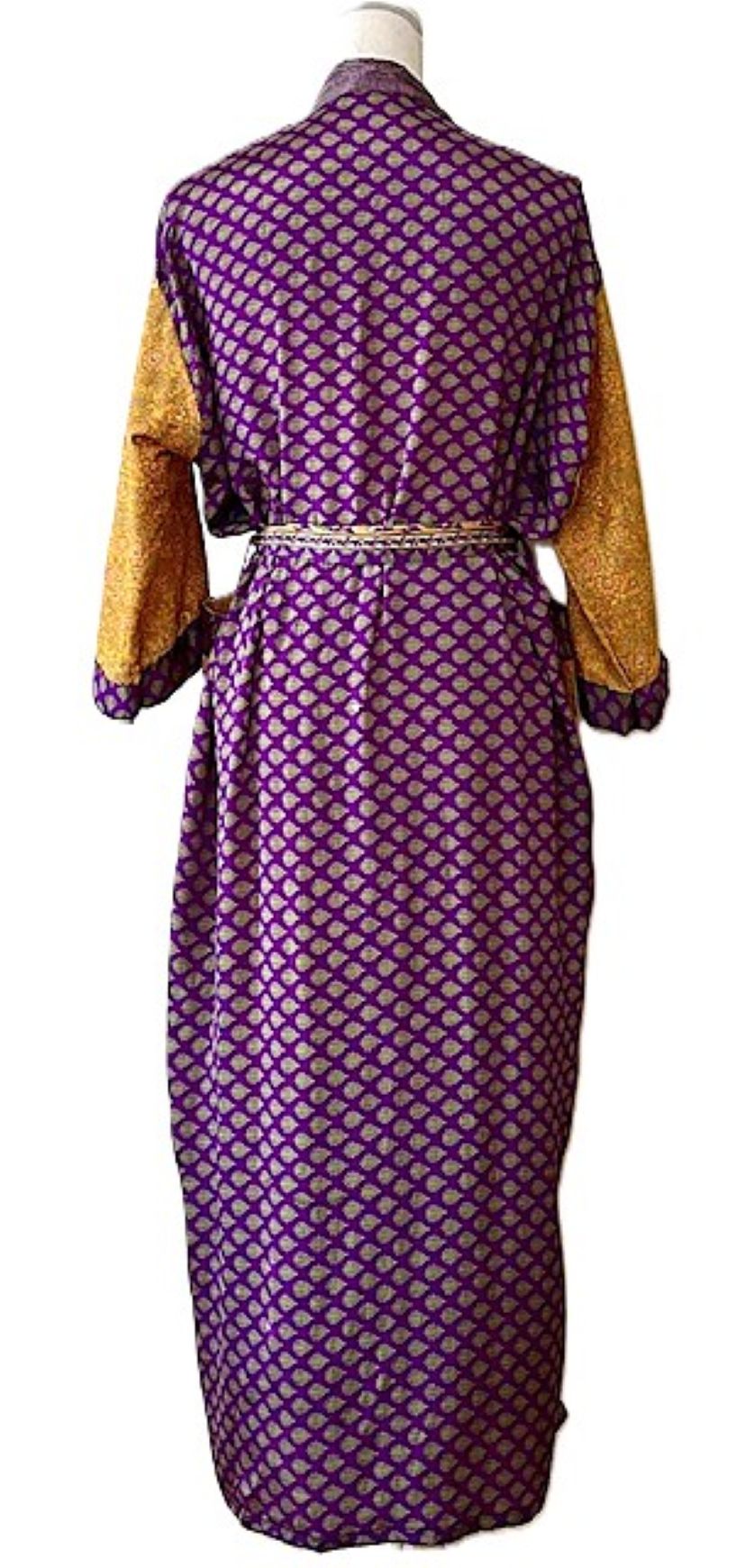 Long Silk Kimono Duster, Dramatic Two Tone And Elegant (Purple)