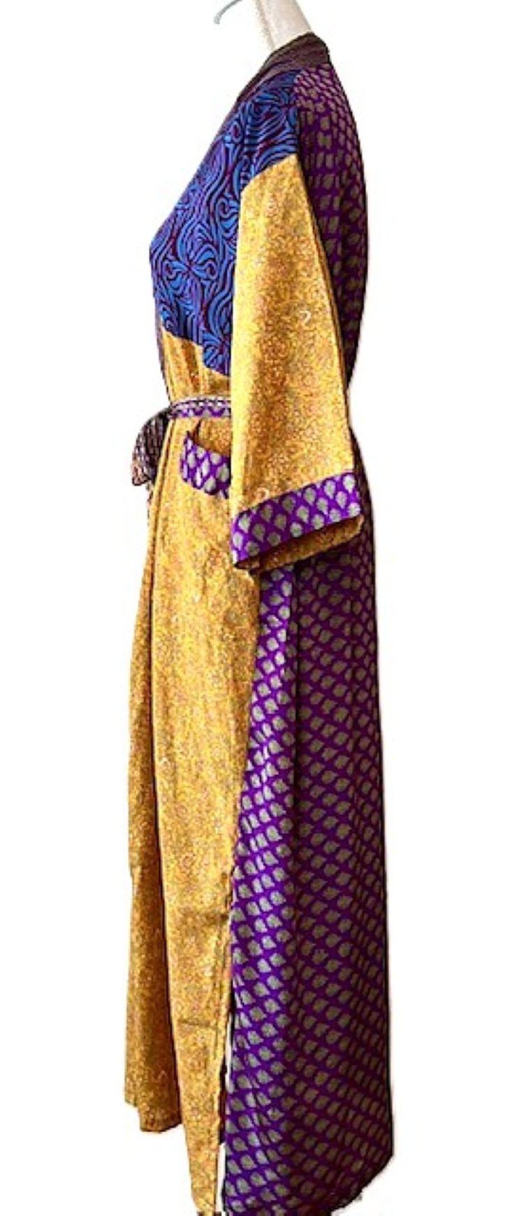Long Silk Kimono Duster, Dramatic Two Tone And Elegant (Purple)