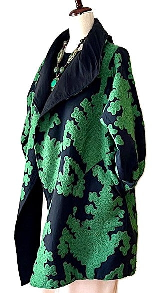 Specialty Collection: Updated Suzani Embroidery With A Sherpa Lining. (Emerald Black)