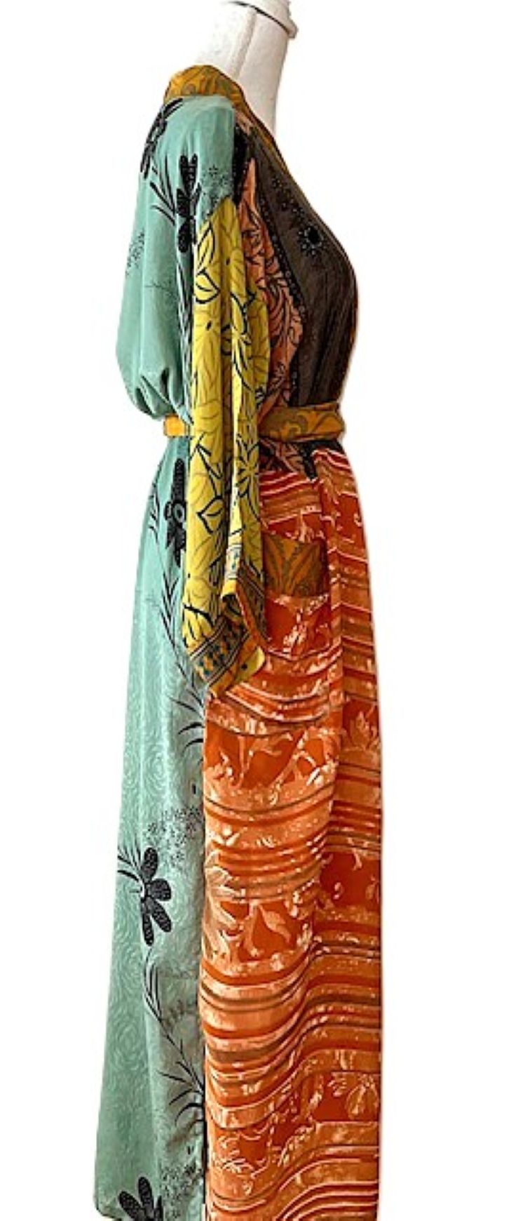Long Silk Kimono Duster, Dramatic Mixed Print Is Perfect For Layering..