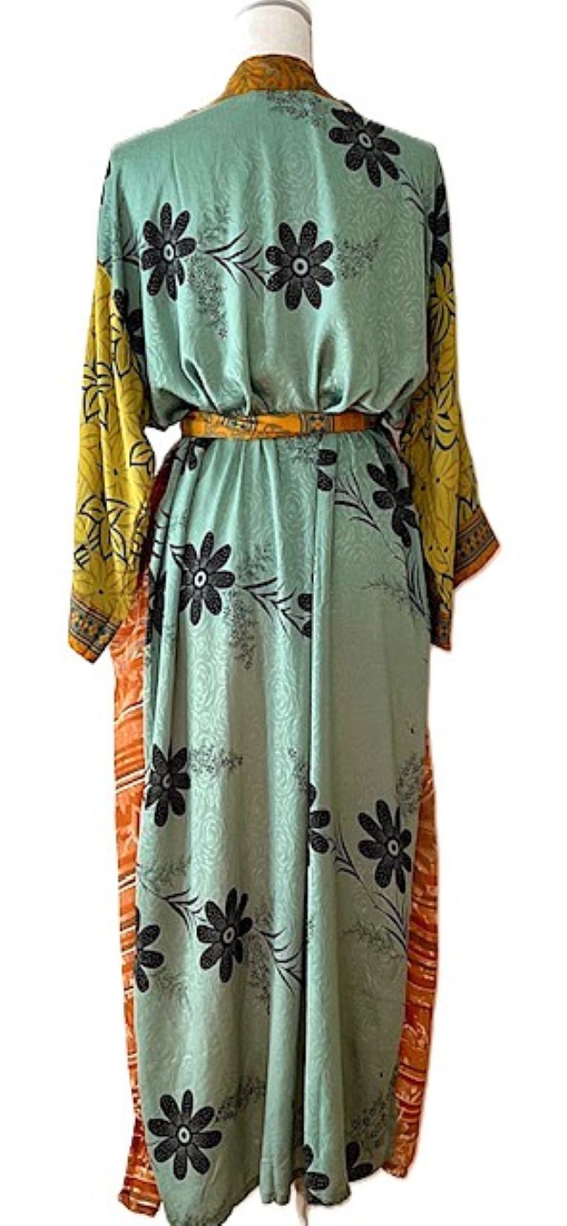 Long Silk Kimono Duster, Dramatic Mixed Print Is Perfect For Layering..
