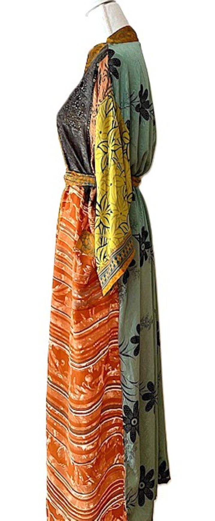 Long Silk Kimono Duster, Dramatic Mixed Print Is Perfect For Layering..