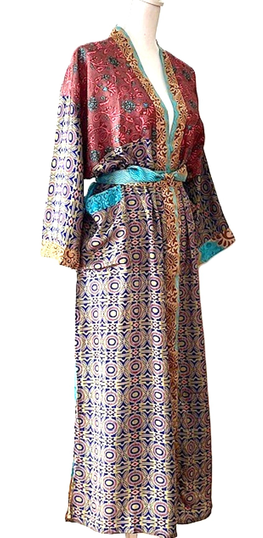 Long Silk Kimono Duster, Dramatic Mixed Print Is Perfect For Layering. (Mixed)