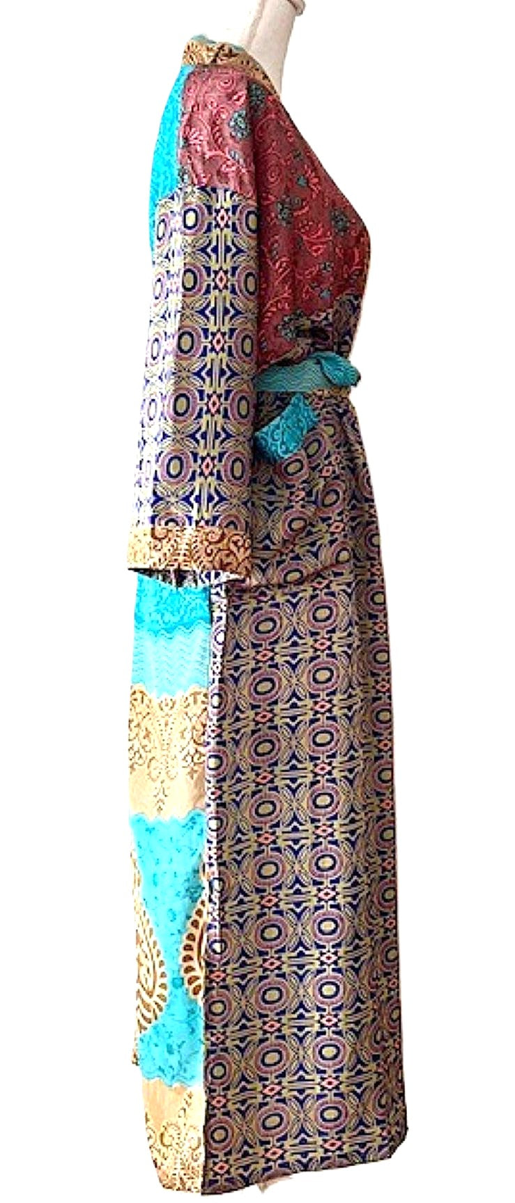 Long Silk Kimono Duster, Dramatic Mixed Print Is Perfect For Layering. (Mixed)