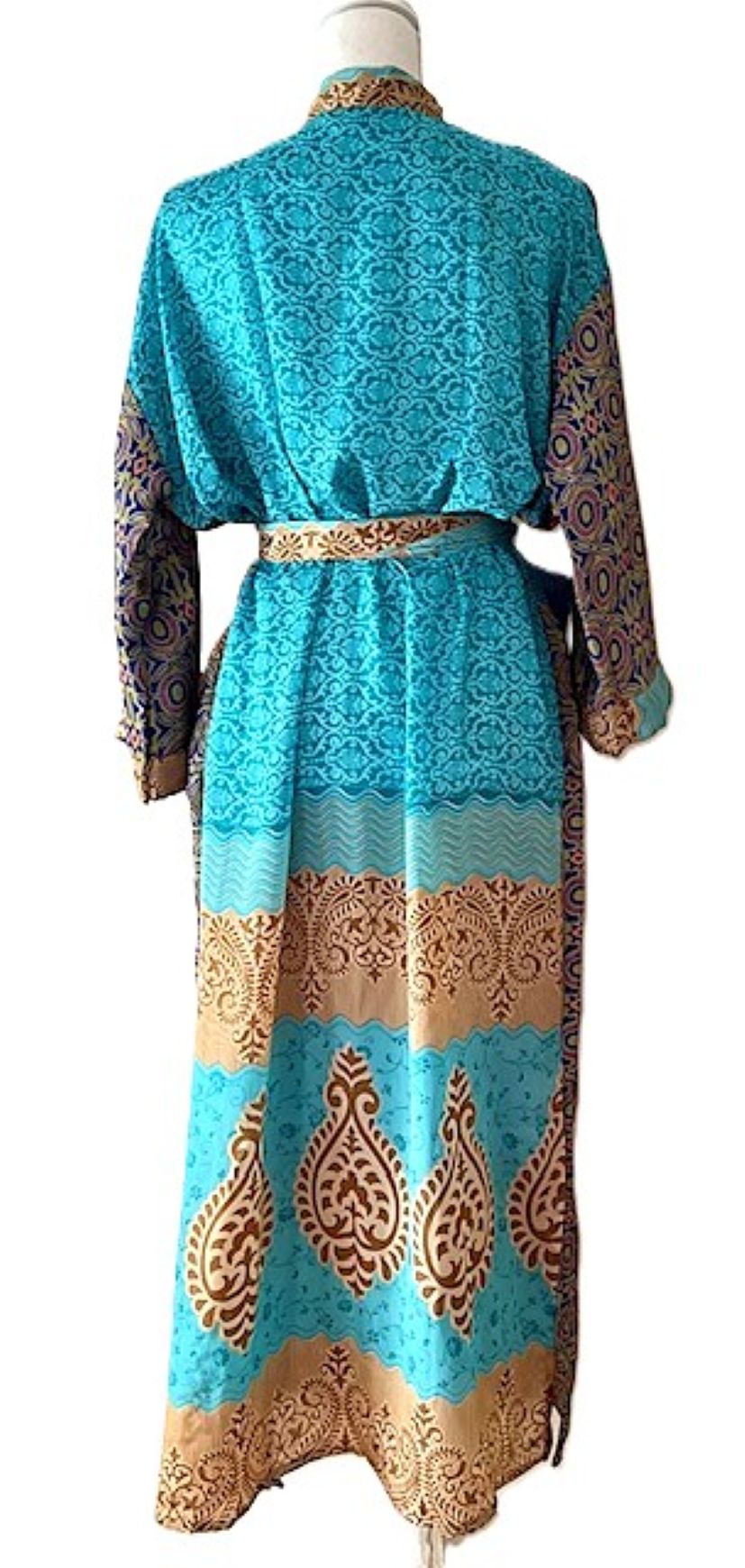 Long Silk Kimono Duster, Dramatic Mixed Print Is Perfect For Layering. (Mixed)