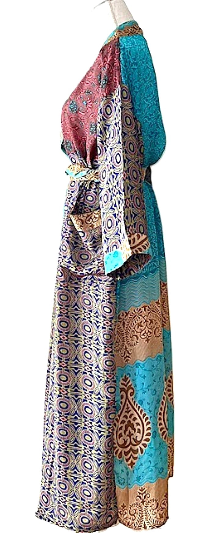 Long Silk Kimono Duster, Dramatic Mixed Print Is Perfect For Layering. (Mixed)