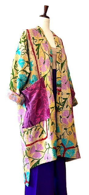 Kantha Bae NEW Long Suzani Jacket, A Gorgeous Tapestry (Floral)