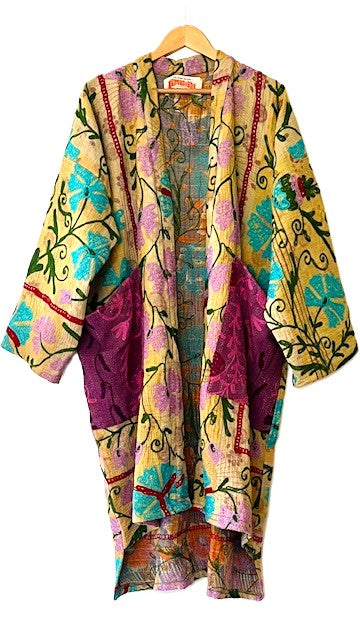 Kantha Bae NEW Long Suzani Jacket, A Gorgeous Tapestry (Floral)