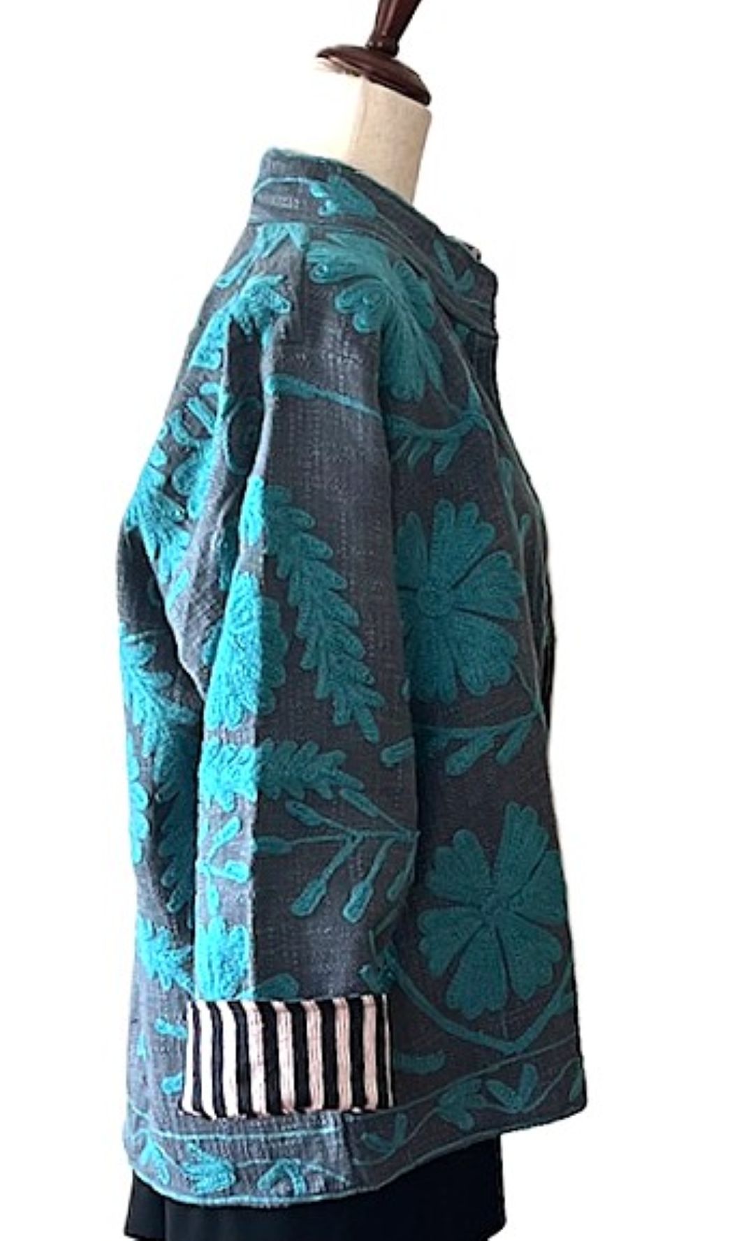 Jacket, Short Open Cut Suzani Hand Embroidered Jacket. Simple and Stylish.