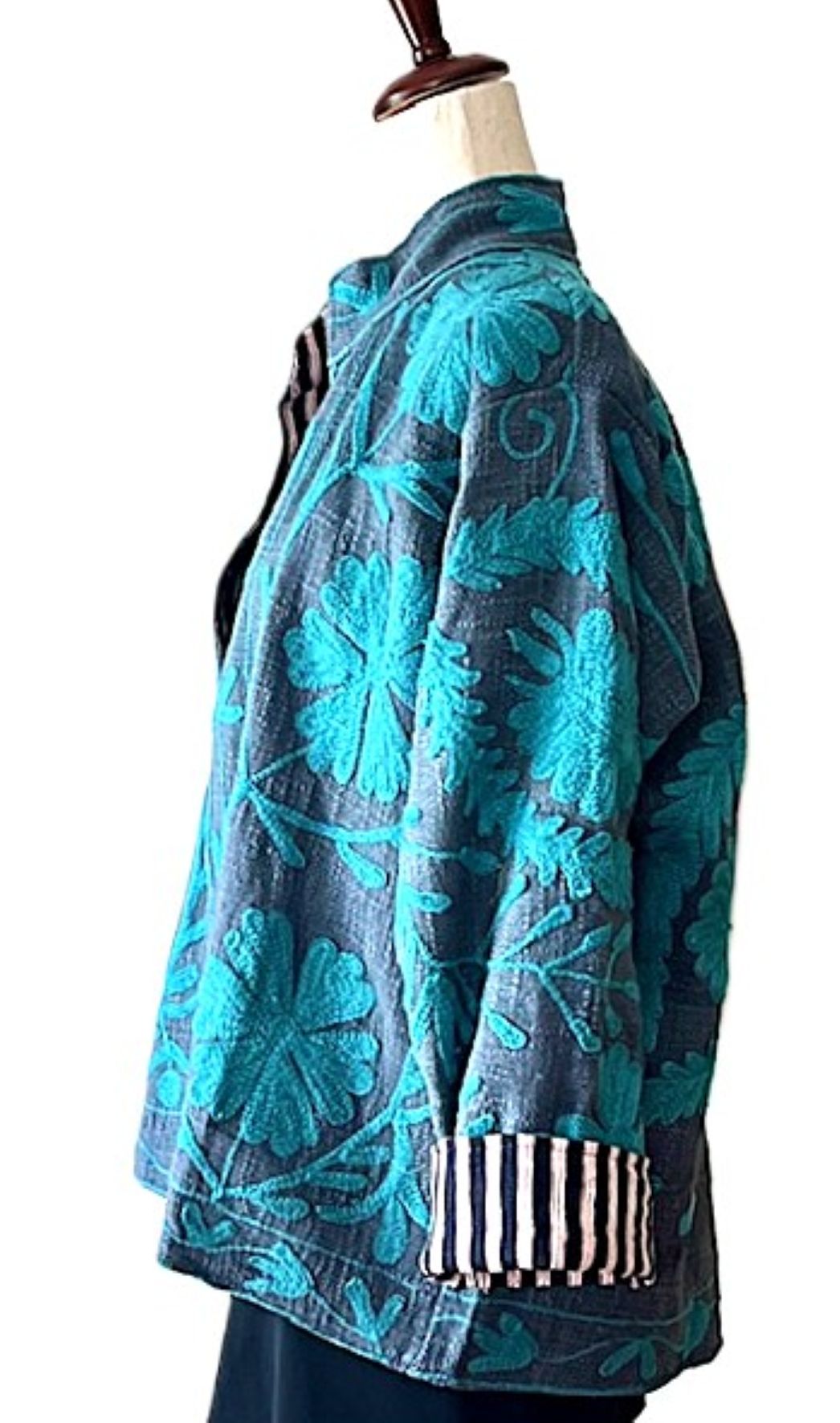 Jacket, Short Open Cut Suzani Hand Embroidered Jacket. Simple and Stylish.