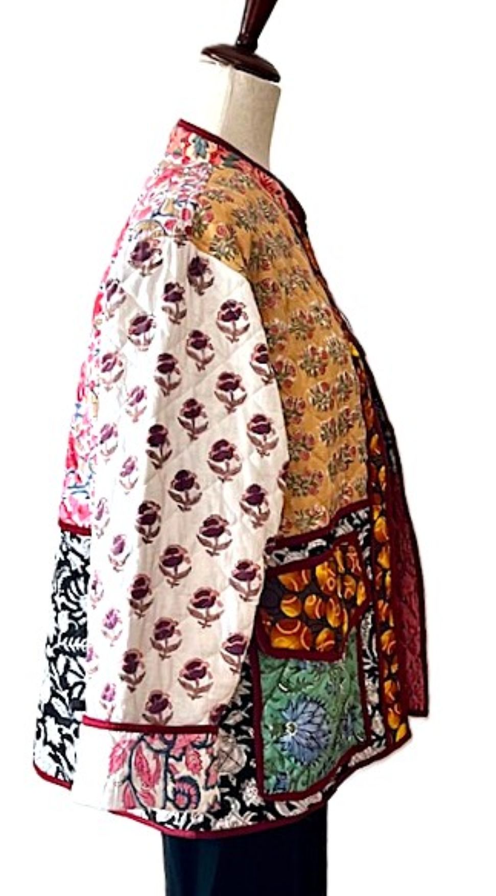 Specialty Collection: Handmade Patchwork Quilted Short Jacket. Fully Reversible (Multi)
