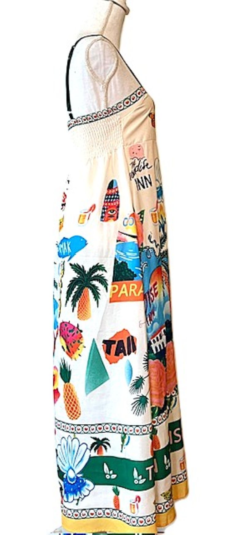 Vibrant Tropical Summer Print Maxi Slip Dress. Fun