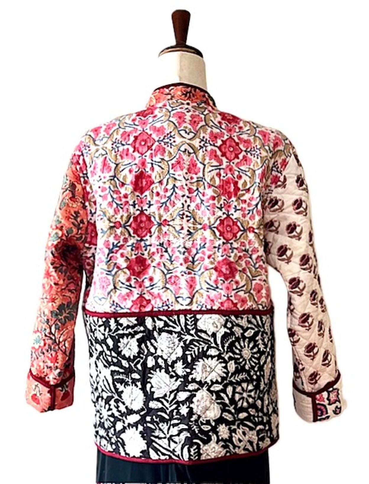 Specialty Collection: Handmade Patchwork Quilted Short Jacket. Fully Reversible (Multi)