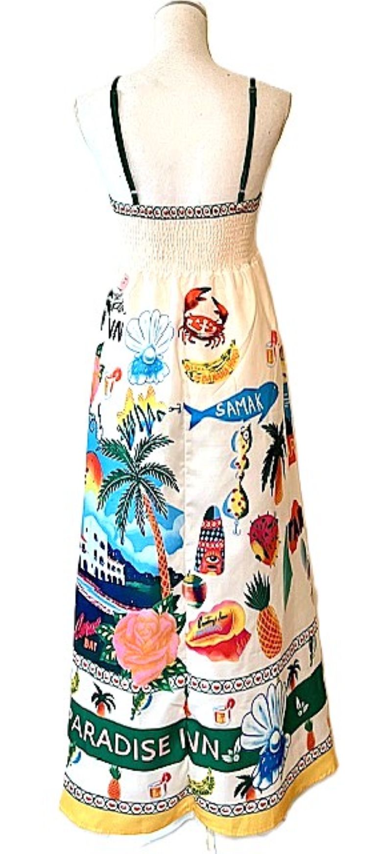 Vibrant Tropical Summer Print Maxi Slip Dress. Fun