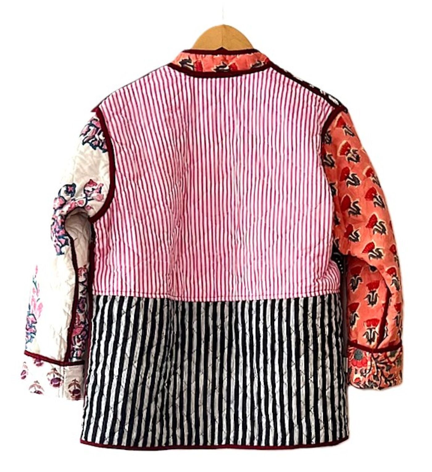 Specialty Collection: Handmade Patchwork Quilted Short Jacket. Fully Reversible (Multi)