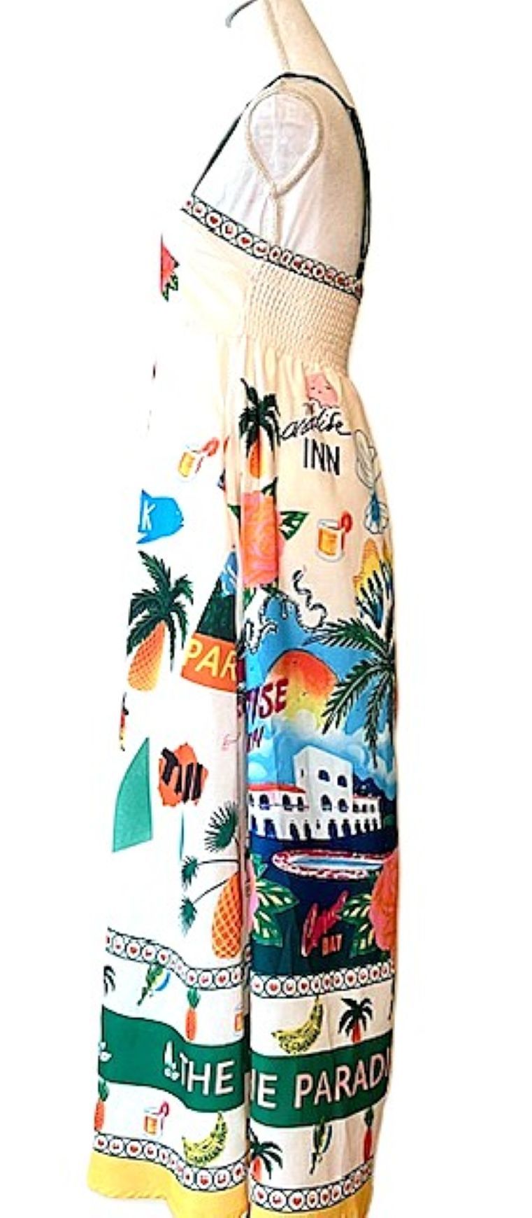 Vibrant Tropical Summer Print Maxi Slip Dress. Fun