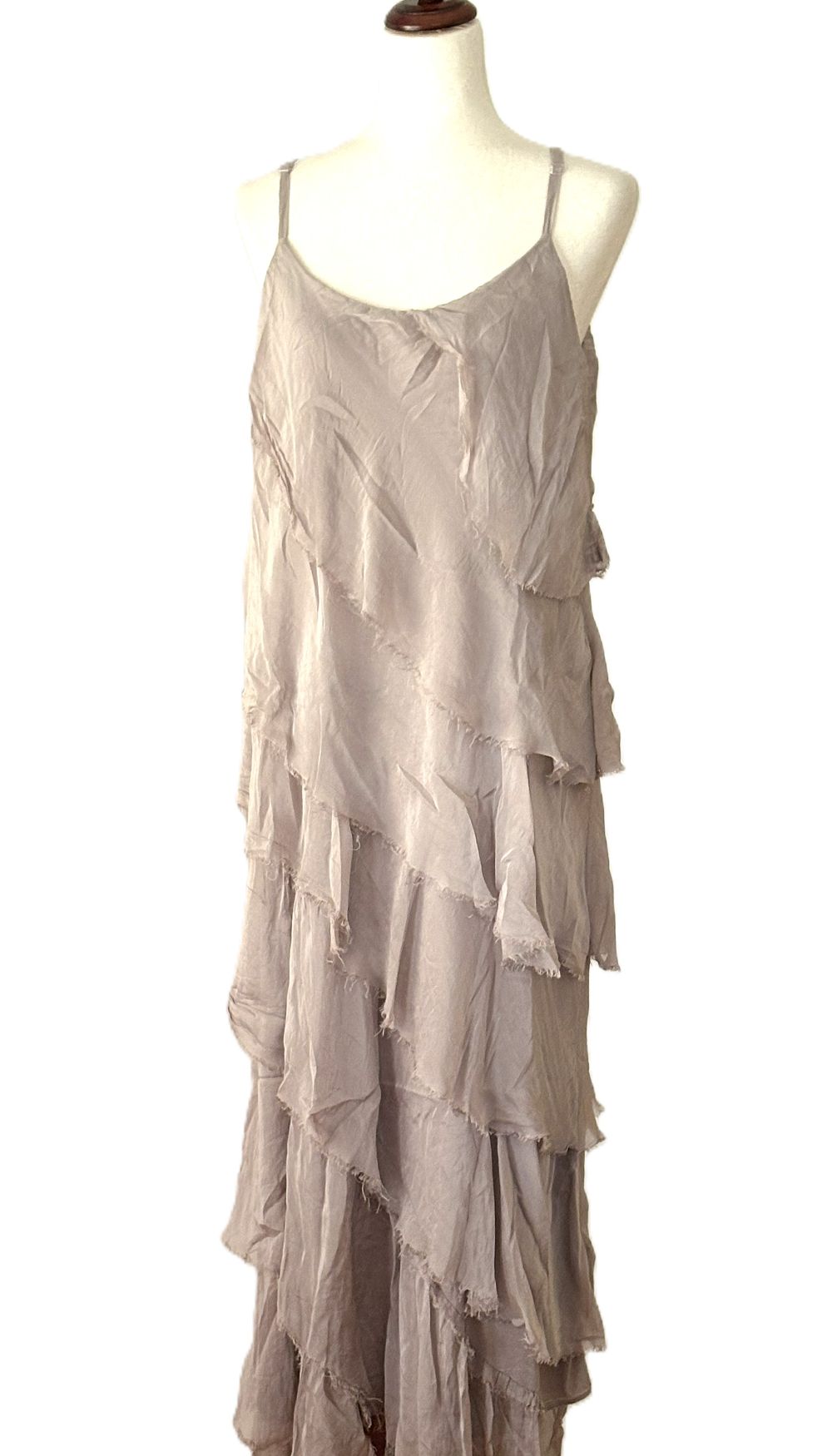 Dresses, Linen and Silk Italian Collection Strappy Tiered Midi Length Is Stylish