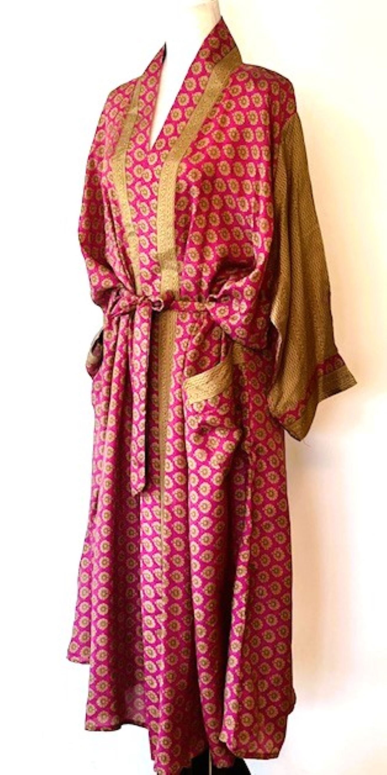 Dolman Sleeve Silk Kimono Duster Dress, Stunning